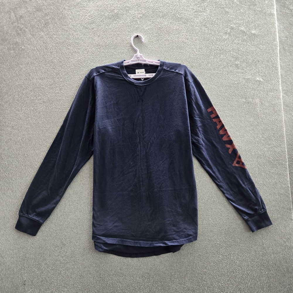 Hawx Men Shirt M Navy Logo Work Gear Long Sleeve